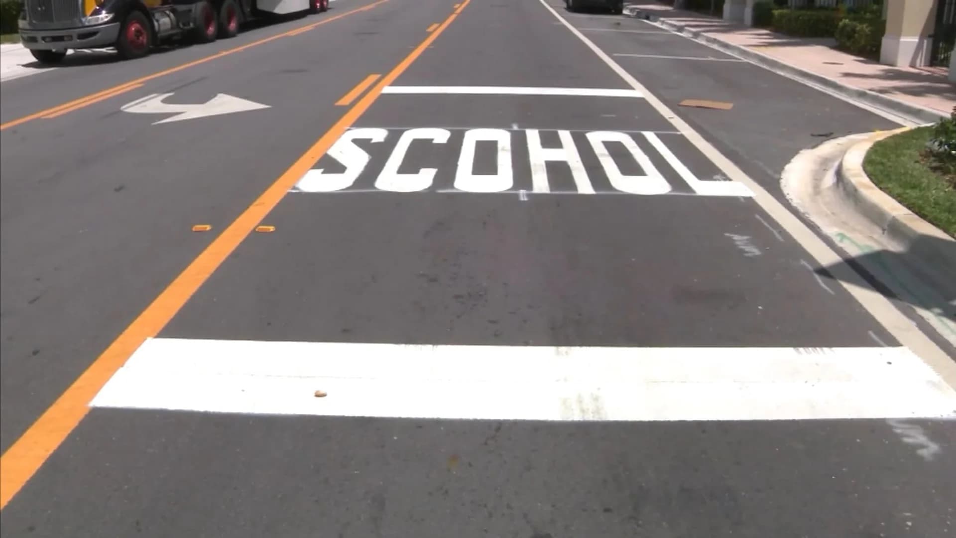 D'oh! Road crew misspells ‘SCHOOL’ on Florida town crosswalk