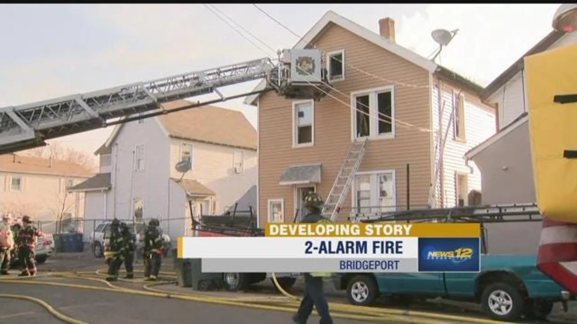 Fire crews fight 2-alarm fire in Bridgeport