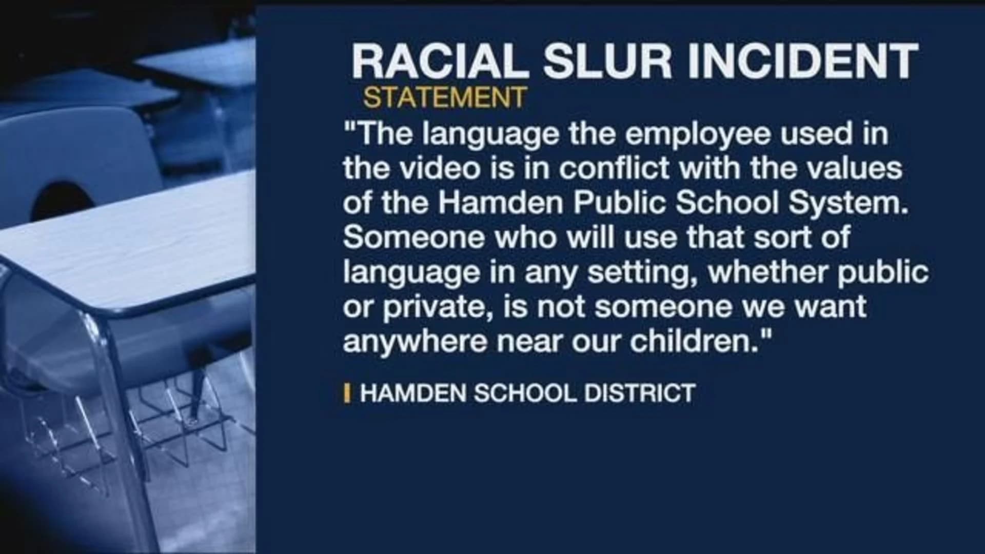 Hamden school employee quits after video shows her using racist remarks