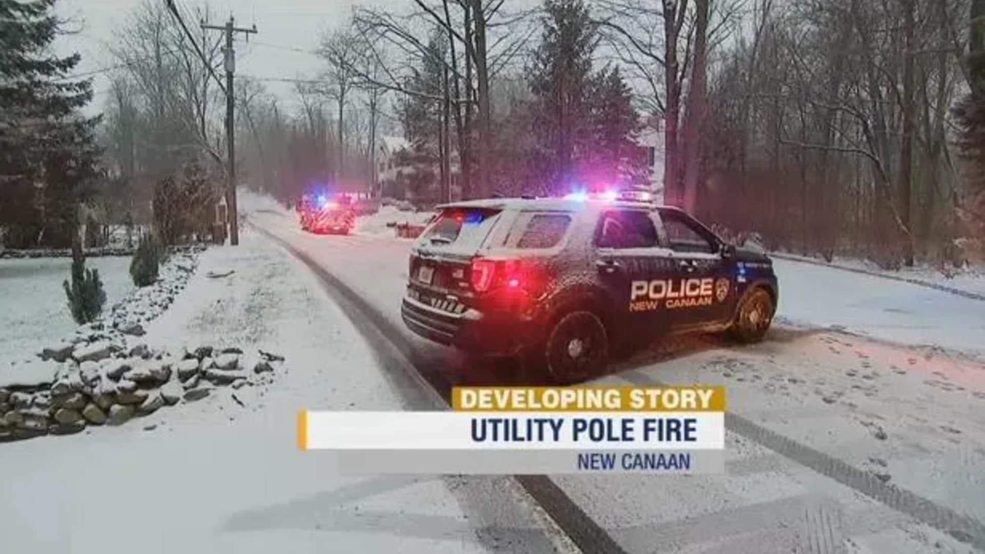 Power restored after car strikes pole in New Canaan