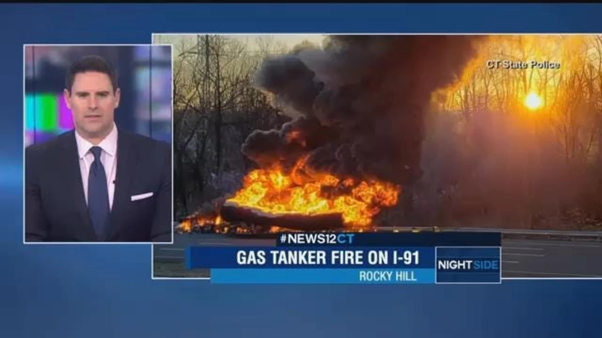 Gas tank fire shuts down I-91 for several hours