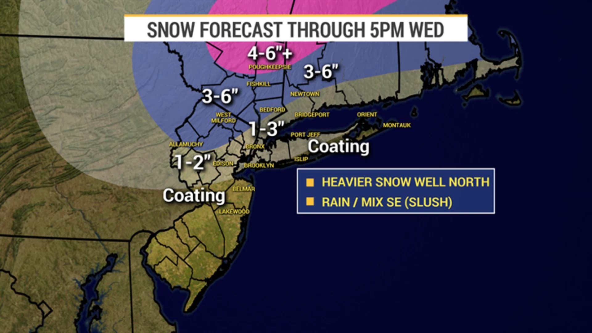 Periods of rain mixed with some snow today for LI