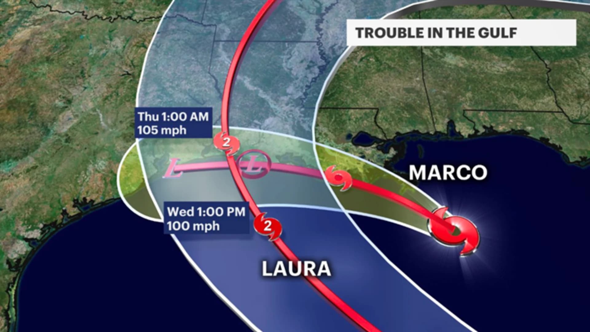 Marco collapses, sets stage for Laura to hit US as hurricane