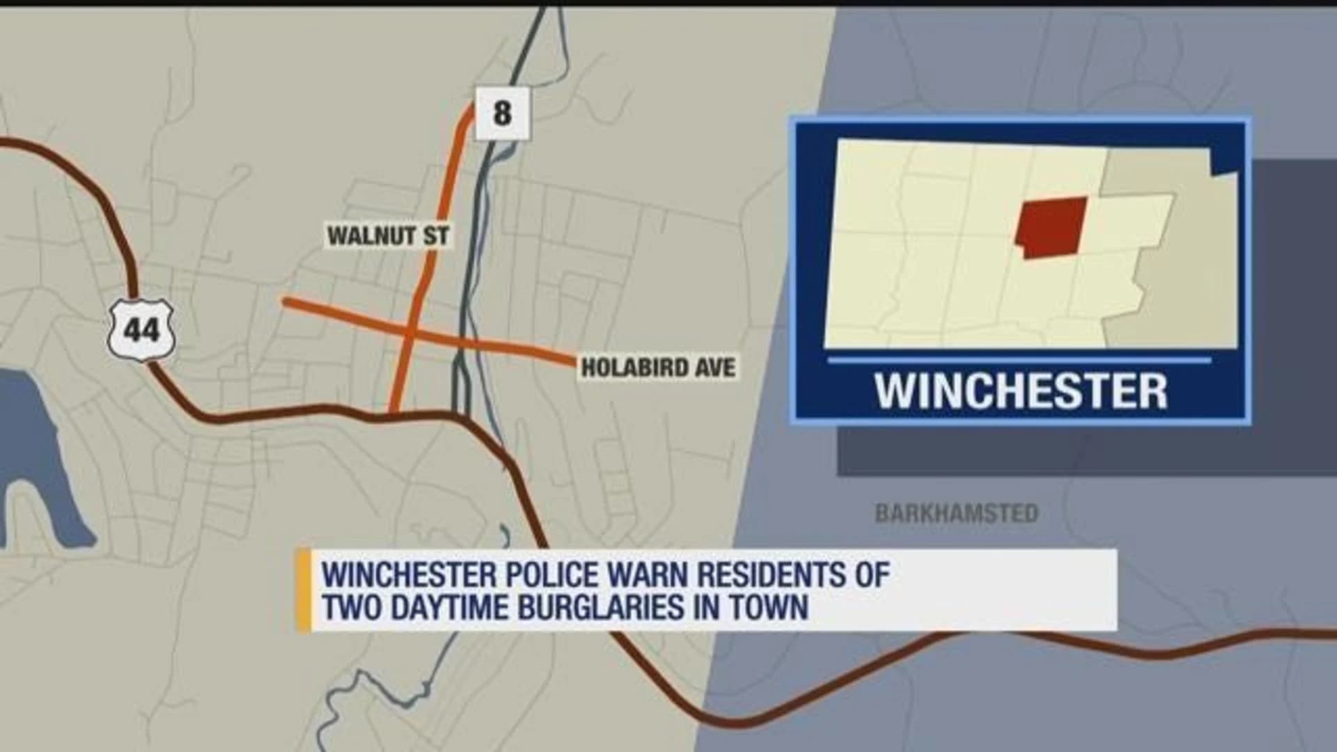 Winchester police warn residents of 2 daytime burglaries