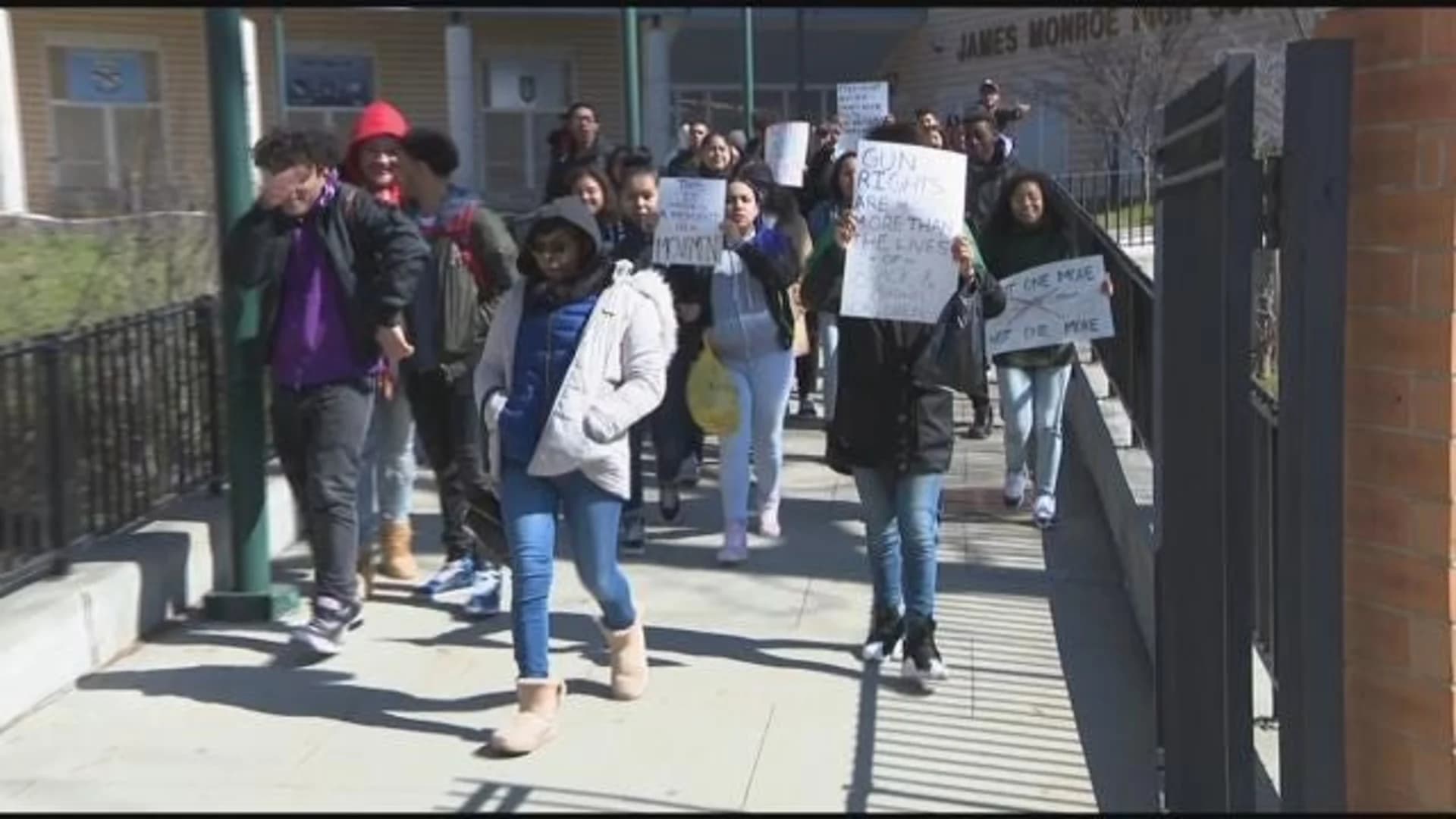 NYC students protesting gun violence walk out of class