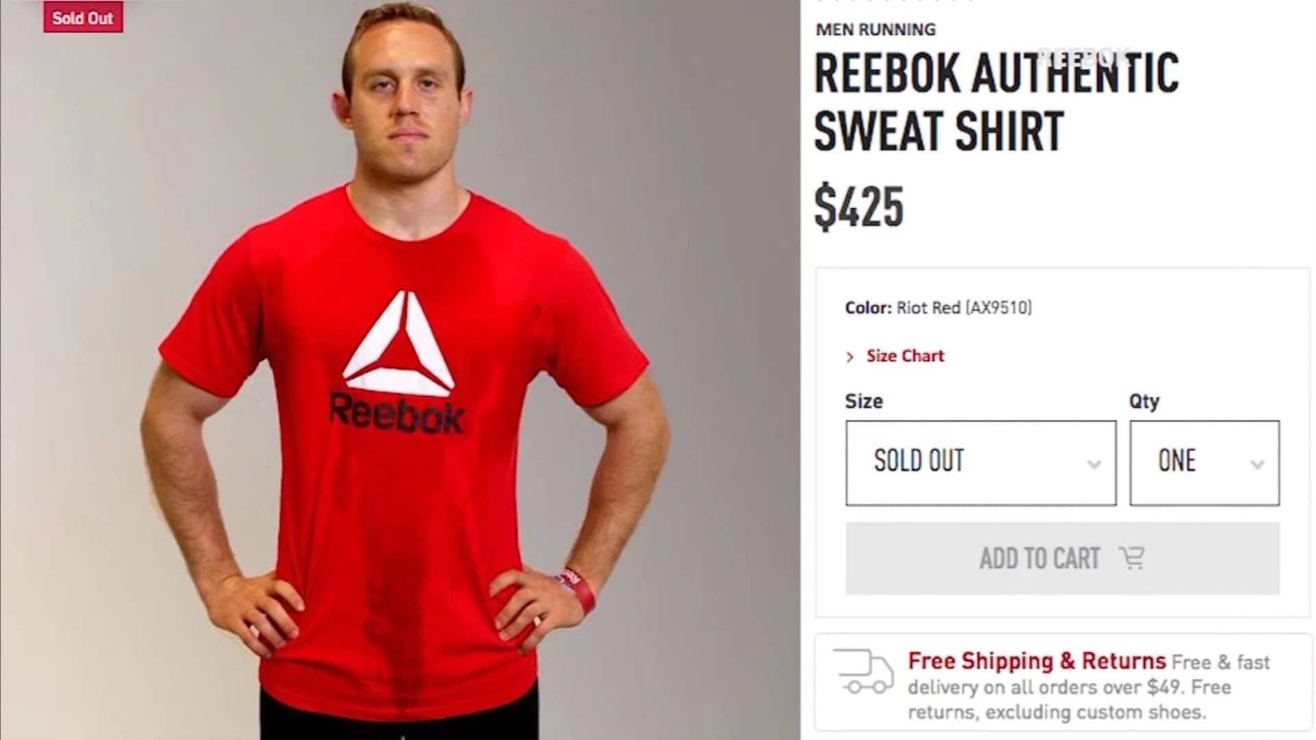 Reebok rivals Nordstrom, advertises $425 sweat-soaked shirt