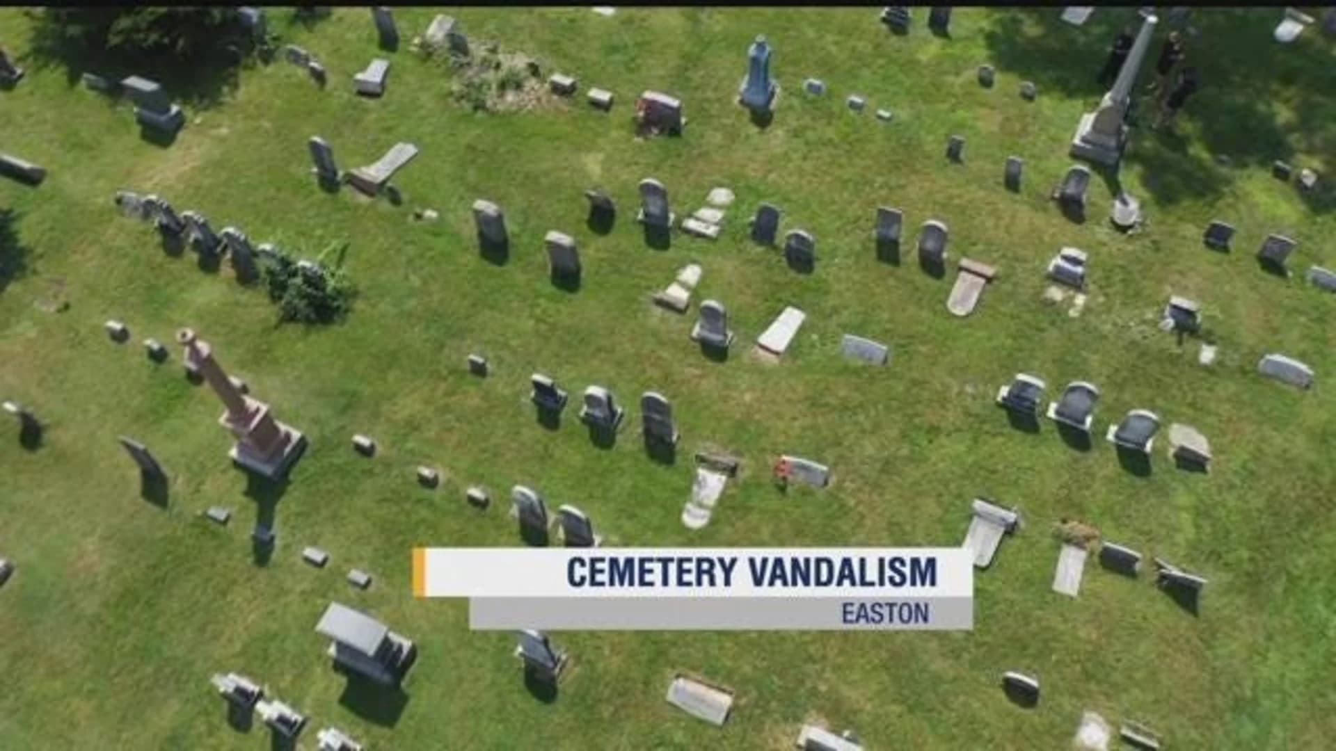 Easton PD on lookout for vandals who damaged cemetery