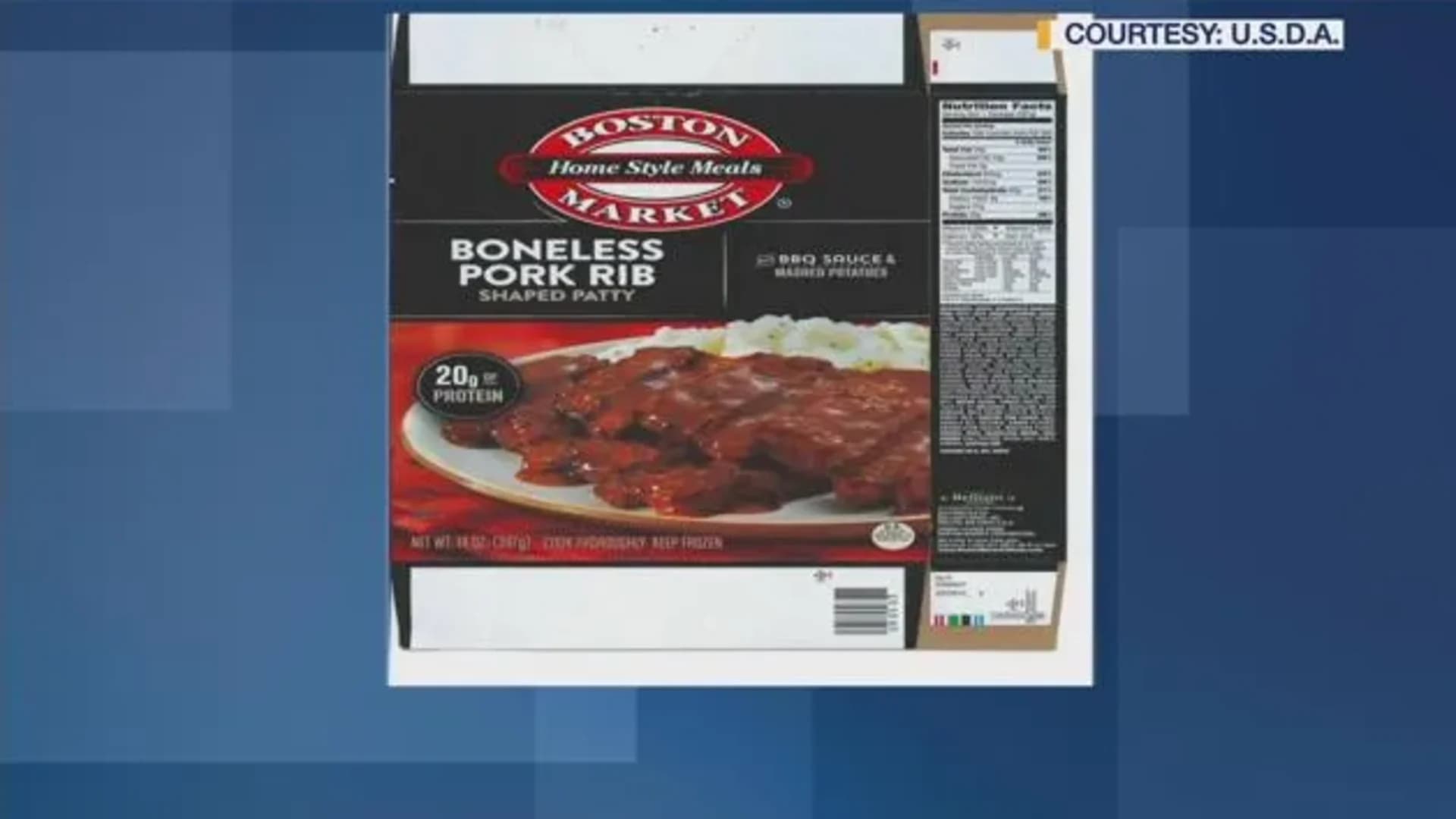 Over 86 tons of frozen Boston Market dinners recalled over glass concerns