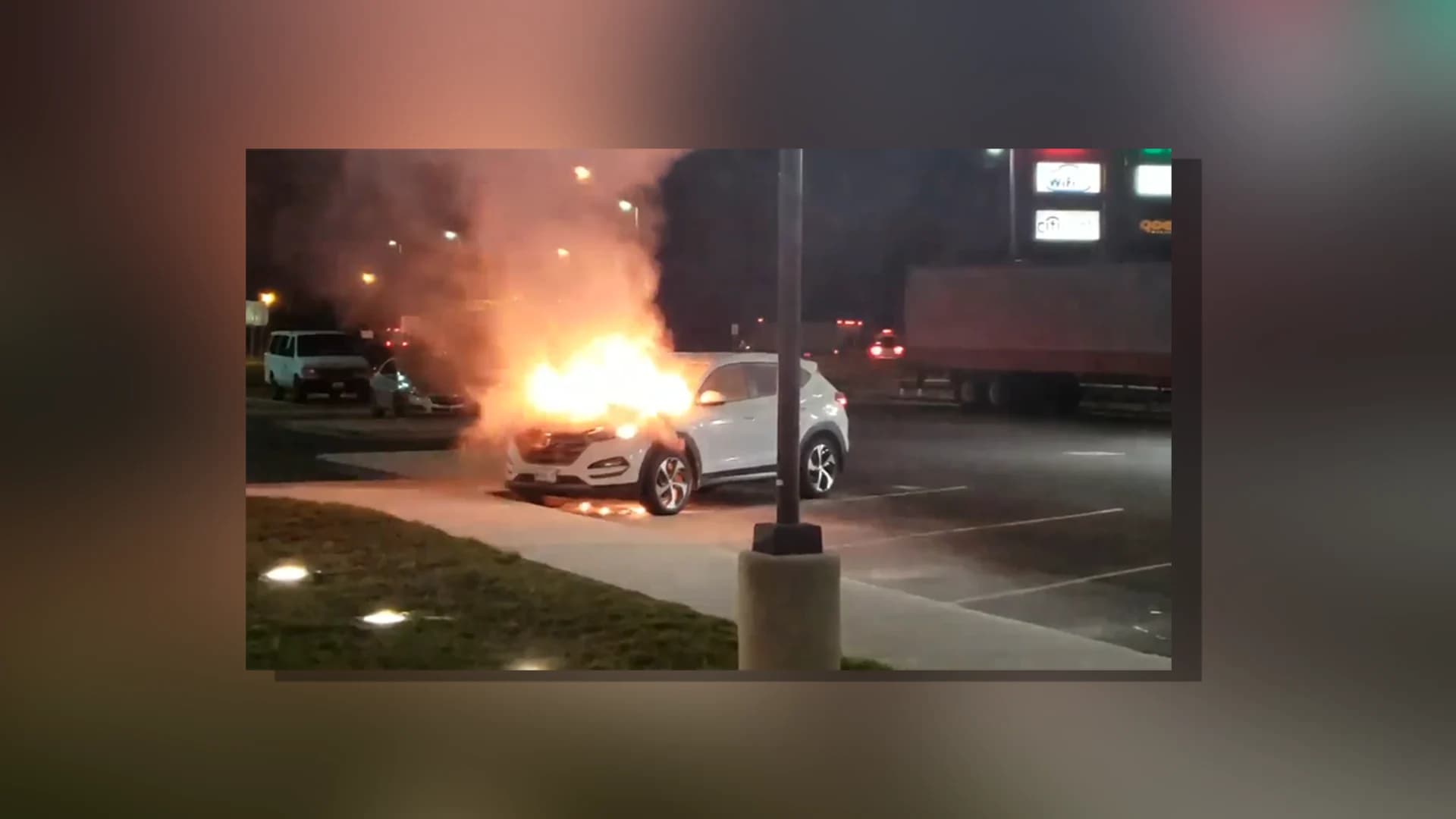 Car catches fire at I-95 rest stop in Fairfield