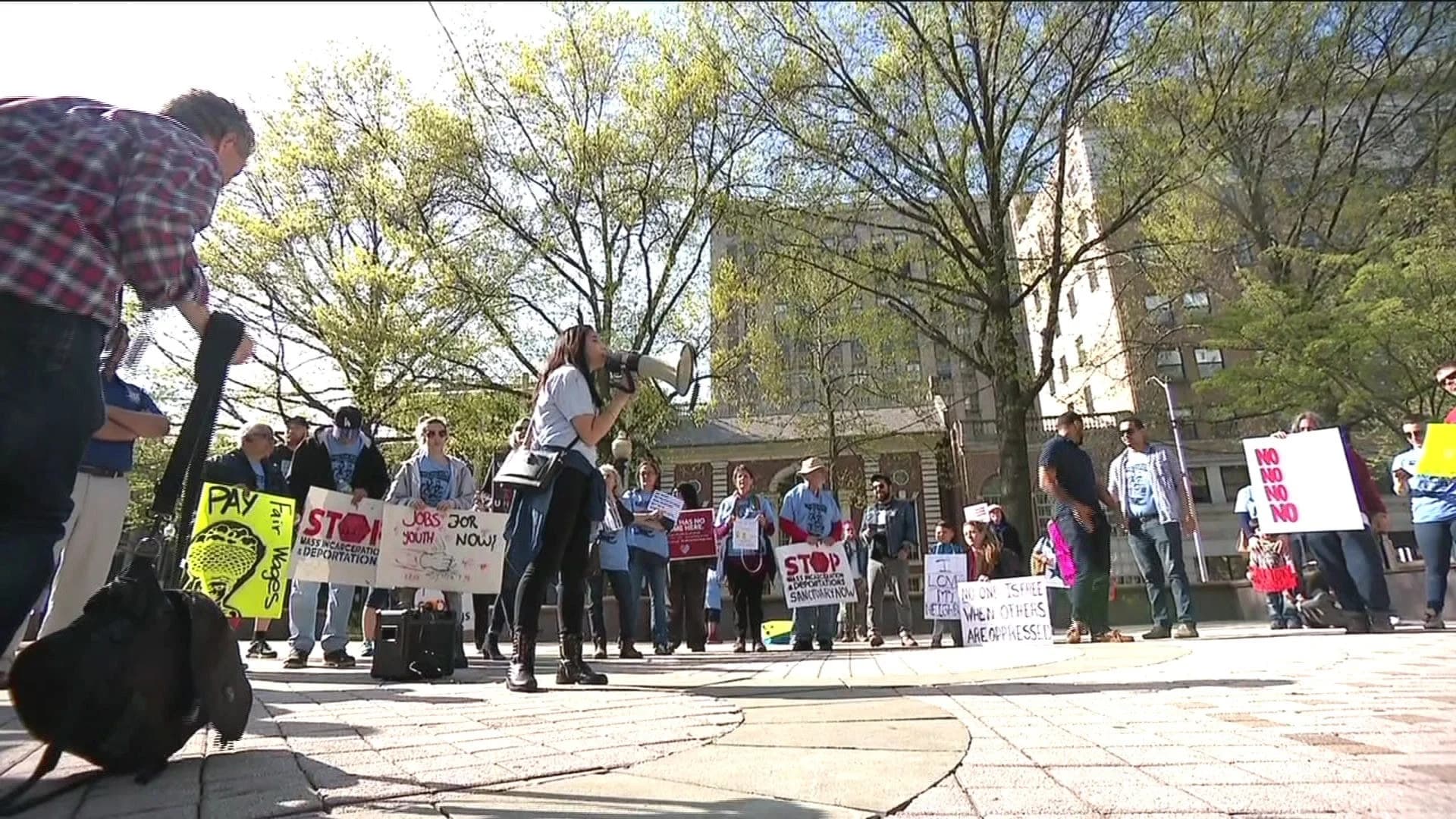 Protesters rally for worker, immigrant rights