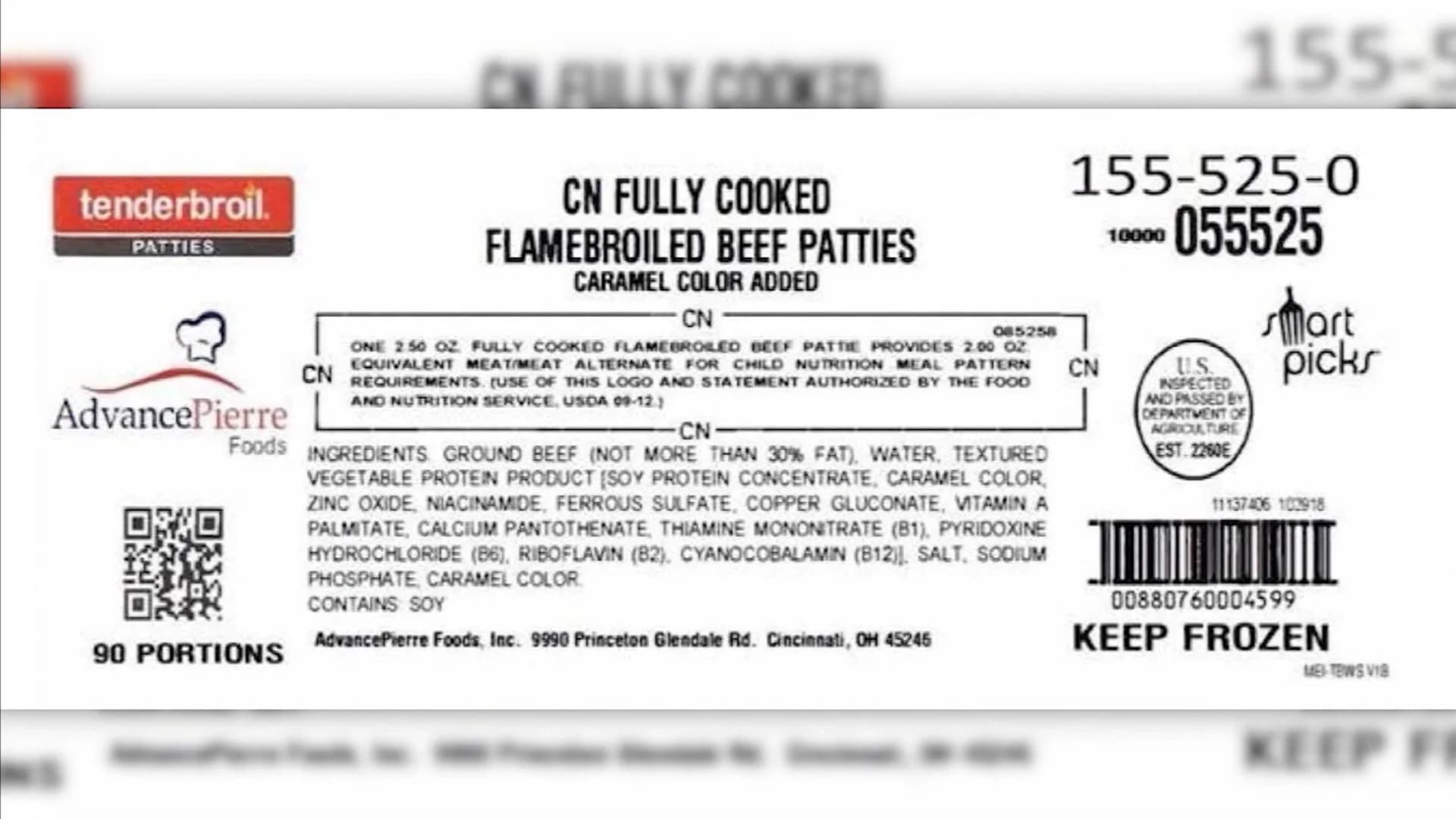 Over 20K pounds of frozen beef patties shipped to schools nationwide recalled