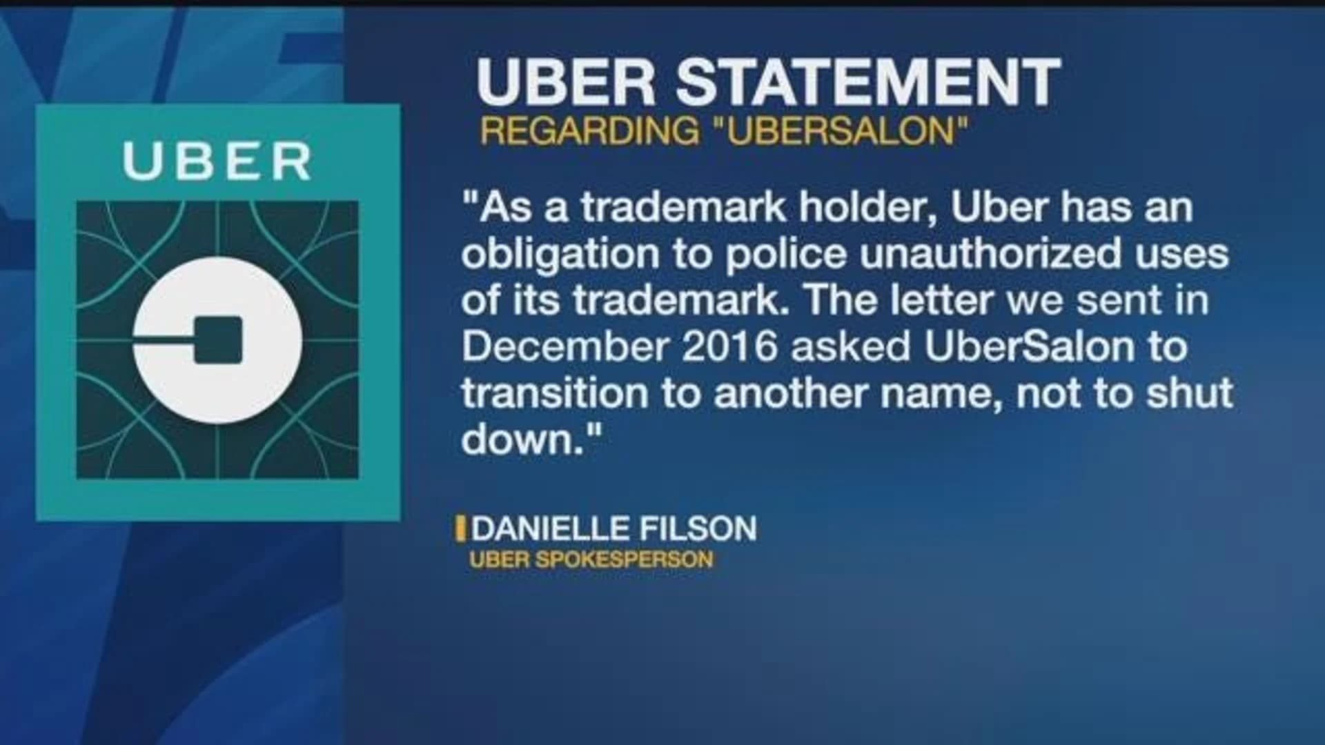 Uber responds to claims that it forced salon to shut down