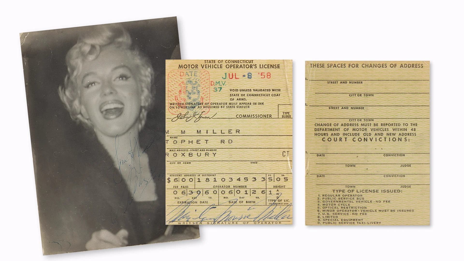 Marilyn Monroe's CT driver's license up for auction