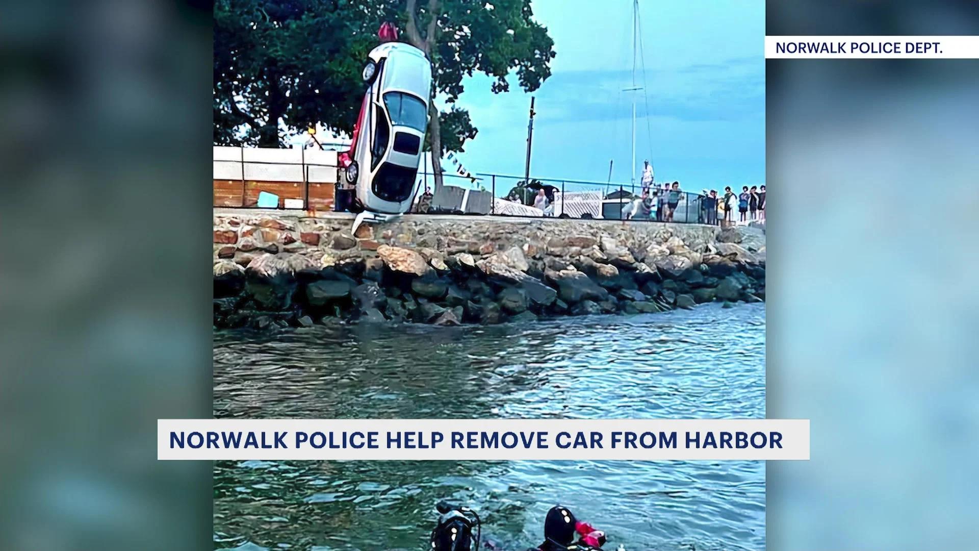 Police: Man rescued from water after car plunges into Long Island Sound in Norwalk 